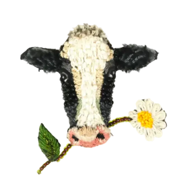 Embroidered Brooch India - Happy Cow