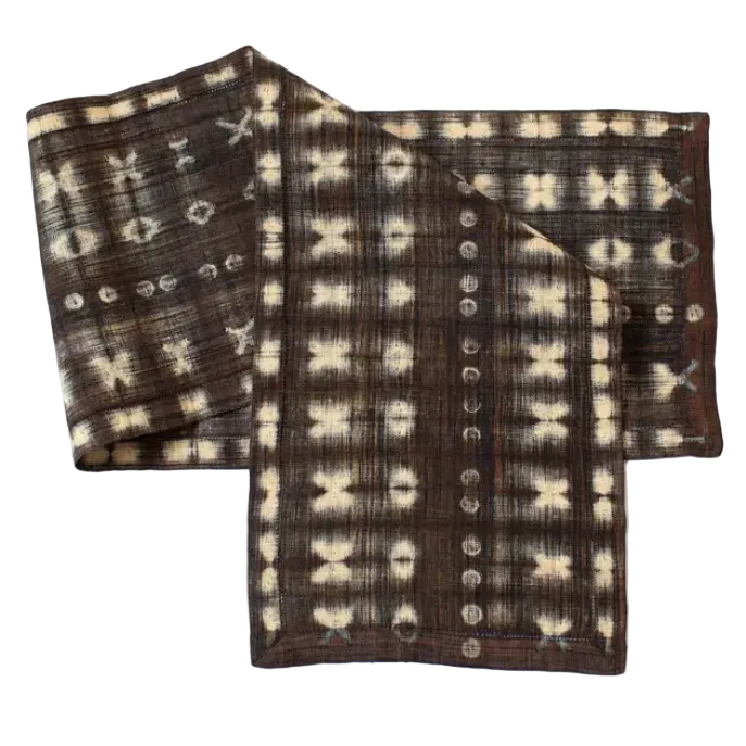 Handmade Raffia Shibori Brown Table Runner Madagascar