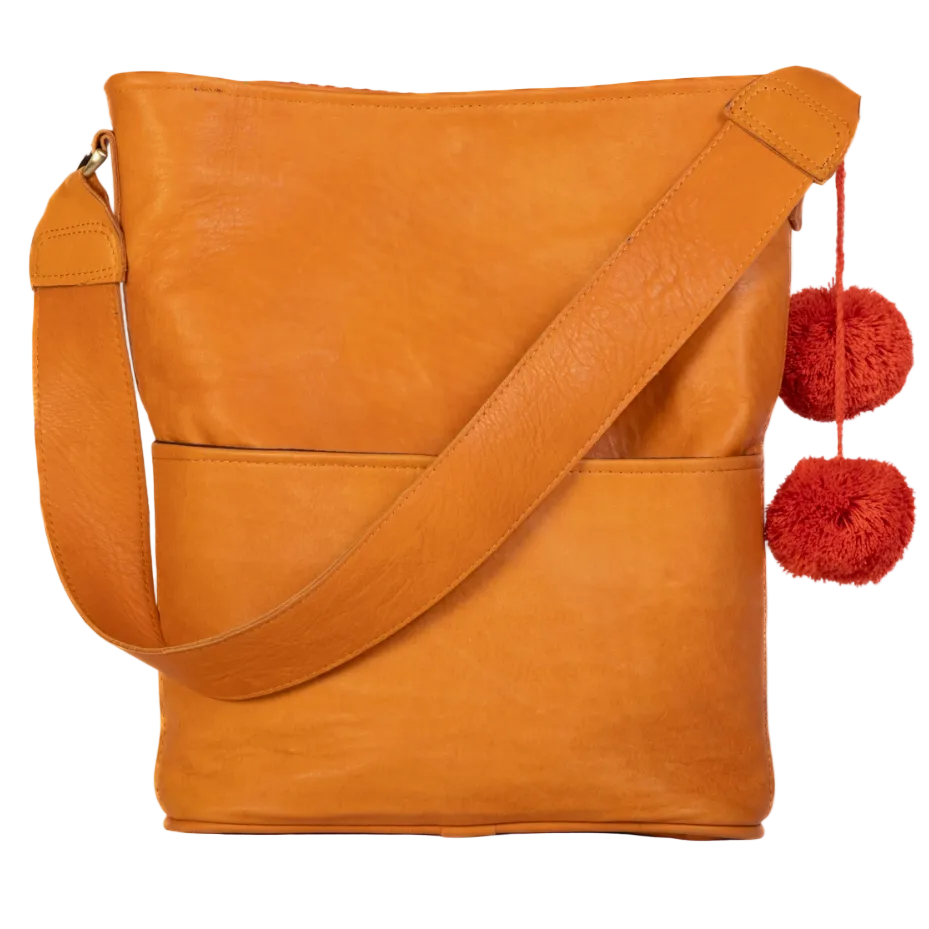 Handmade Woven Leather Brown Shoulder Bag Peru