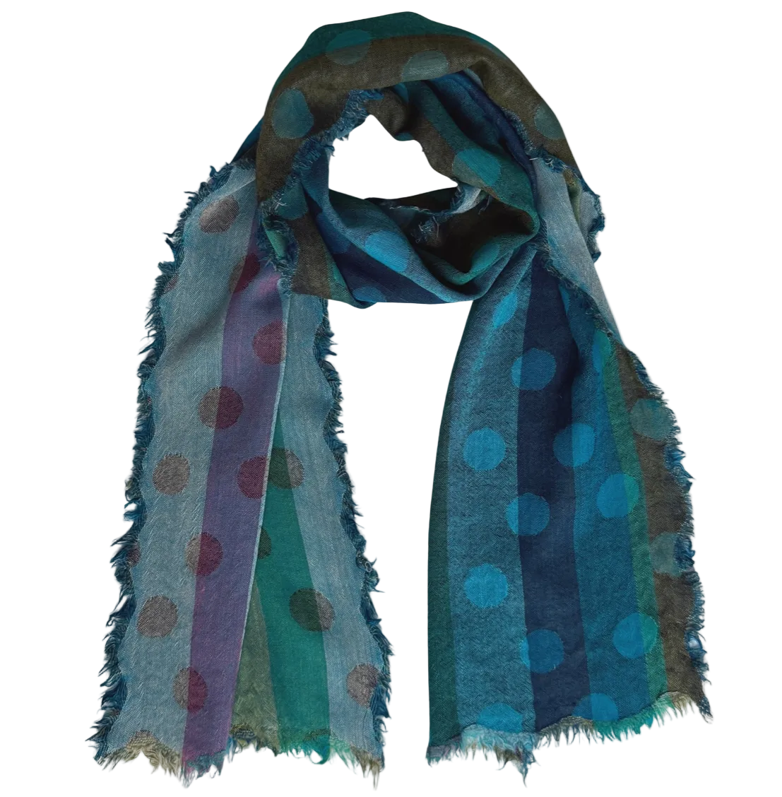 Woven Wool Scarf Polka Dot Turquoise India