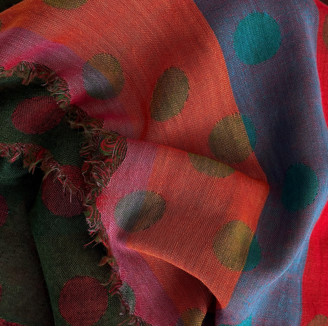 Woven Wool Scarf Polka Dot Jewel India