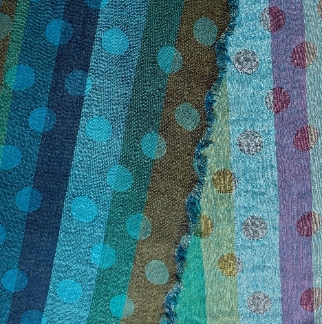 Woven Wool Scarf Polka Dot Turquoise India