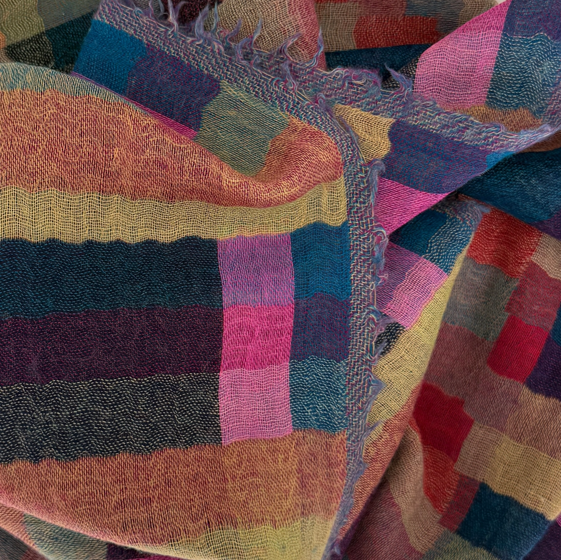 Woven Wool Scarf Multi Pinks India