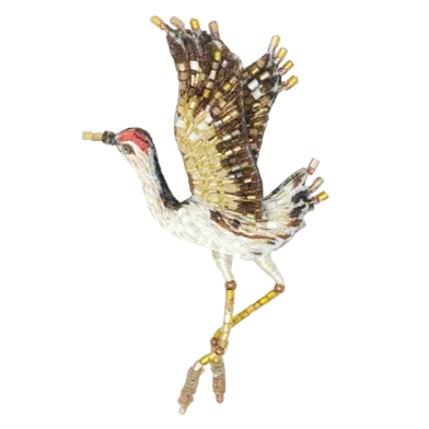 Embroidered Brooch India - Whooping Crane