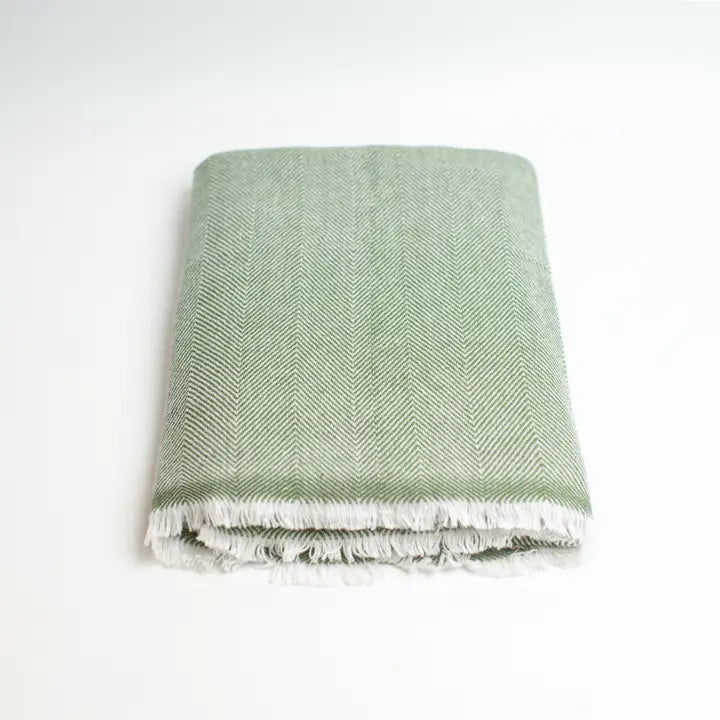 Handmade Cashmere Throw Nepal - Green (56X90)